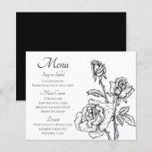 Floral Menu Black White Rozen Flowers Weddenschap (Voorkant / Achterkant)