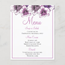 Floral Menu Paars Orchid Flowers Weddenschap