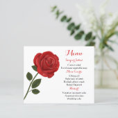 Floral Menu Red Rose Flower Wedding (Staand voorkant)