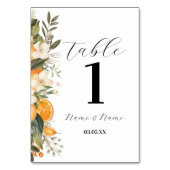 Floral Menu Tabel Citrus Sinaasappels Nummers Kaart (Achterkant)