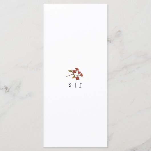 Floral menu van Burgundy Red  (Achterkant)