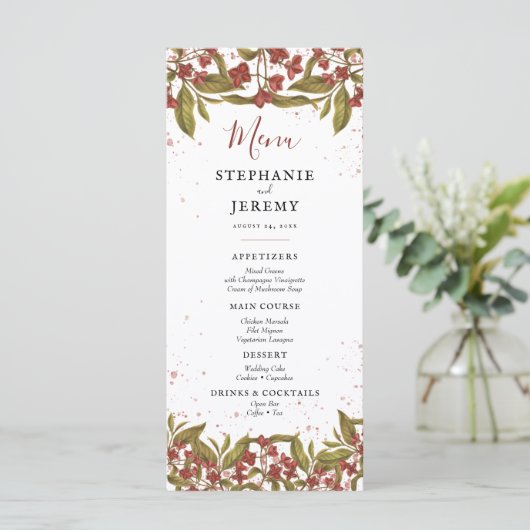 Floral menu van Burgundy Red (Staand voorkant)