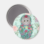 Floral Meowtreshka Magneet (Voorkant / Achterkant)