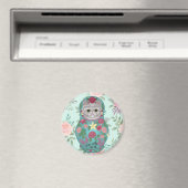Floral Meowtreshka Magneet (Insitu (Vaatwasser))