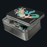 Floral Mermaid Illustration Puzzel<br><div class="desc">Kleurrijke zeeschildpadbloemen hebben een mermaïde illustratie. Optionele monogram en zwarte kleur achtergrond.</div>