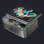 Floral Mermaid Illustration Puzzel<br><div class="desc">Kleurrijke zeeschildpadbloemen hebben een mermaïde illustratie. Optionele monogram en zwarte kleur achtergrond.</div>