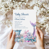 Floral Mermaid Tail Starfish Baby shower Kaart