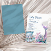 Floral Mermaid Tail Starfish Baby shower Kaart