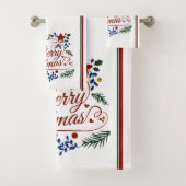 Floral Merry Christmas   Bath Towel Set Bad Handdoek (Insitu)