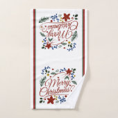 Floral Merry Christmas   Bath Towel Set Bad Handdoek (Handdoek)