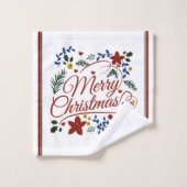 Floral Merry Christmas   Bath Towel Set Bad Handdoek (Wasdoekje)