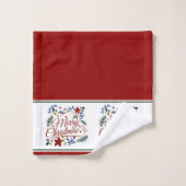 Floral Merry Christmas Bath Towel Set Bad Handdoek (Wasdoekje)