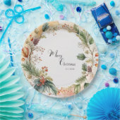 Floral Merry Christmas Party Classic Papieren Bordje (Feest)