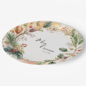 Floral Merry Christmas Party Classic Papieren Bordje (Gekanteld)