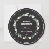  Floral Merry-kerstfotokaart Feestdagenkaart (Achterkant)