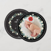  Floral Merry-kerstfotokaart Feestdagenkaart (Voorkant / Achterkant)