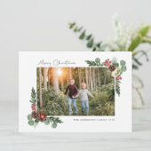  Floral Merry-kerstfotokaart Feestdagenkaart (Staand voorkant)