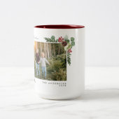  Floral Merry-kerstfotokaart Tweekleurige Koffiemok (Center)