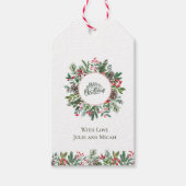 Floral Merry Kerstmis Cadeaulabel (Voorkant)