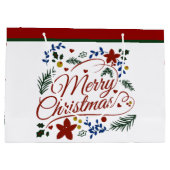 Floral Merry Kerstmis Groot Cadeauzakje (Achterkant)