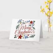 Floral Merry Kerstmis Kaart (Gele Bloem)