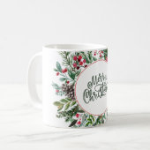 Floral Merry Kerstmis Koffiemok (Voorkant links)