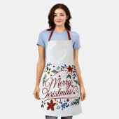 Floral Merry Kerstmis Schort (Gedragen)