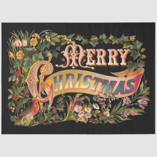   Floral Merry Kerstmis Tissuepapier (Voorkant)