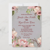 Floral met Antlers Waterverf huwelijksuitnodiging Kaart (Voorkant)