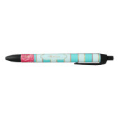 Floral met Aqua en Golden Stripes Zwarte Inkt Pen (Bodem)