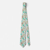Floral met bruin en groen patroonretro stropdas (Voorkant)