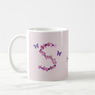 Floral met Butterflies Handmade Letter S Monogram Koffiemok