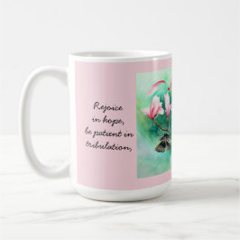 Floral met Butterflies, met Verse Romans 12:12 Koffiemok