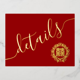 Floral met Chinese trouwkaart Folie Uitnodiging Briefkaart