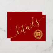 Floral met Chinese trouwkaart Folie Uitnodiging Briefkaart (Voorkant / Achterkant)