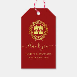Floral met dank voor de rode Chinese bruiloft Cadeaulabel