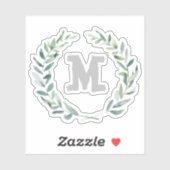 Floral met een gepersonaliseerd monogram sticker (Vel)