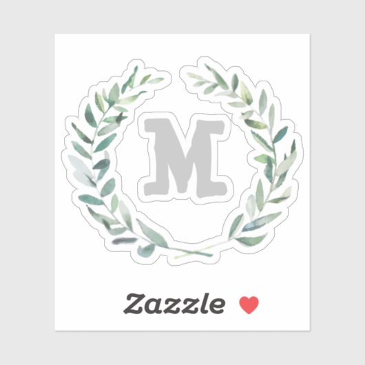 Floral met een gepersonaliseerd monogram sticker (Vel)