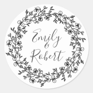 Floral met Elegant Eucalyptus handgetekende blader Ronde Sticker