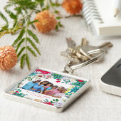  Floral met foto-Sleutelhanger Gift voor mam Sleutelhanger (Zijkant)
