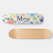 Floral met naam persoonlijk skateboard (Horizontaal)