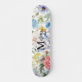 Floral met naam persoonlijk skateboard (Voorkant)