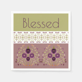 Floral met Paars groen wit en peach Servet