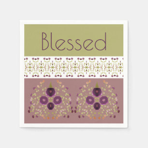 Floral met Paars groen wit en peach Servet