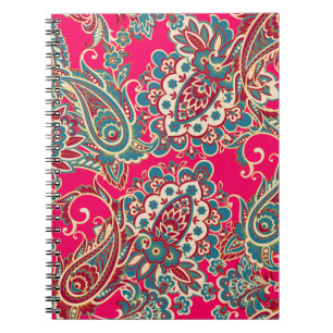 Floral met paisleyversiering, naadloos vlecht notitieboek