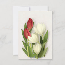 Floral met rode en witte tulpen kaart