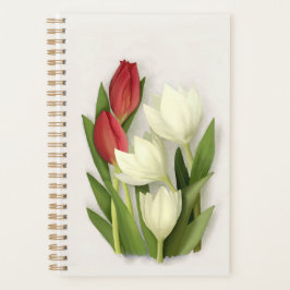 Floral met rode en witte tulpen planner