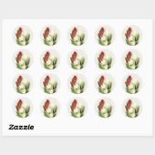 Floral met rode en witte tulpen ronde sticker (Vel)