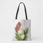 Floral met rode en witte tulpen tote bag (Voorkant)