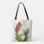 Floral met rode en witte tulpen tote bag (Achterkant)